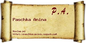 Paschka Anina névjegykártya